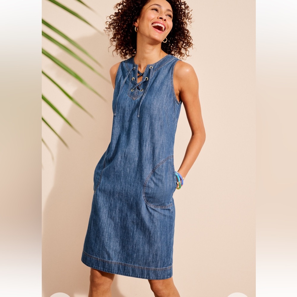 Talbots Denim Lace-up Shift Dress